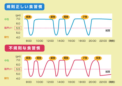 規則正しい食習慣と不規則な食習慣